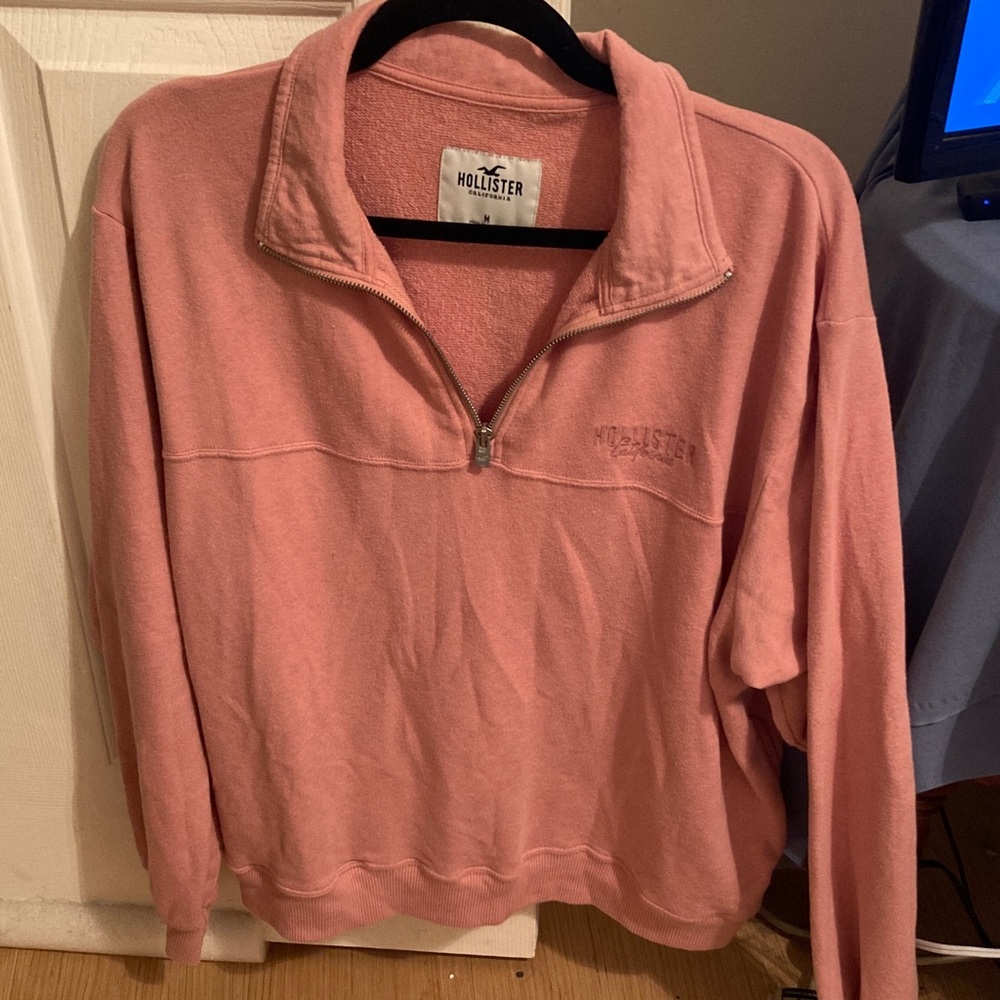 Hollister Dusty Rose Quarter-Zip Sweatshirt